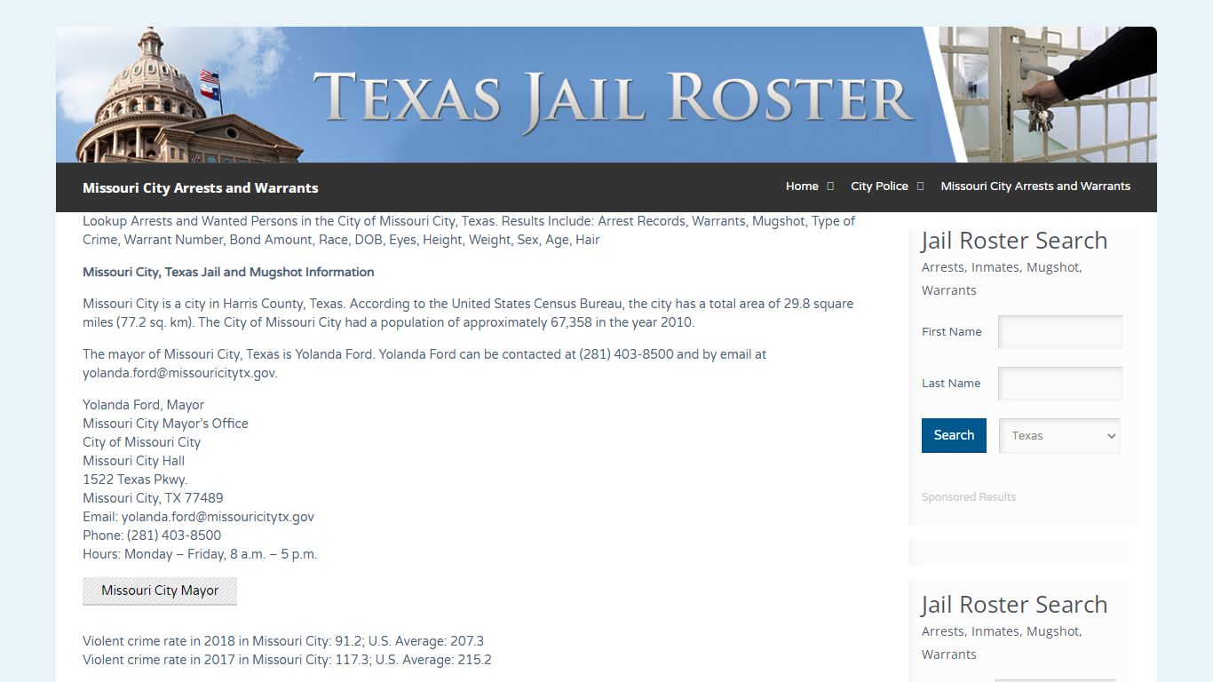 Missouri City Arrests and Warrants | Jail Roster Search